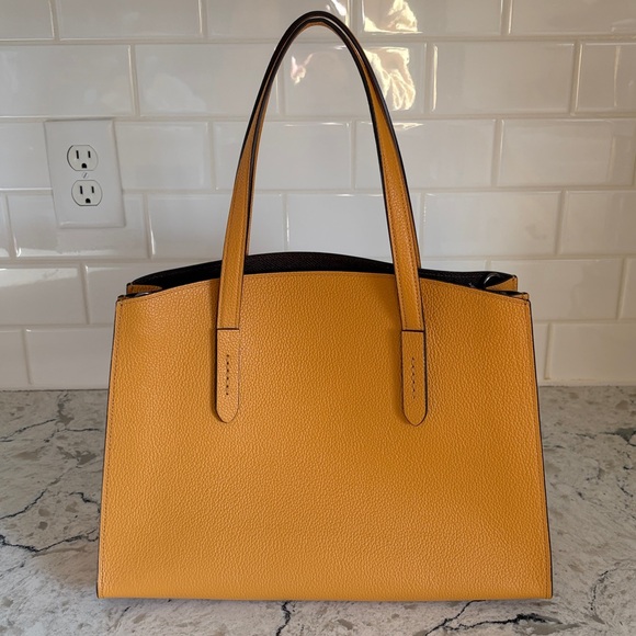 Coach Mustard Yellow Leather Charlie Carryall Bag - Picture 2 of 13